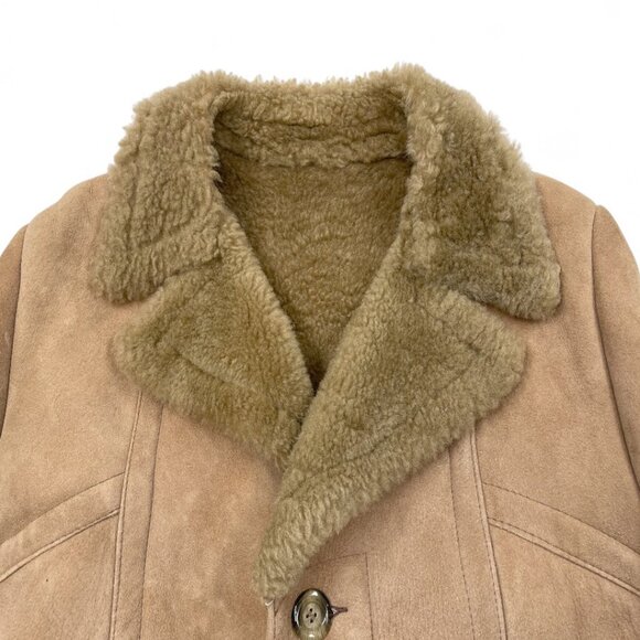 Leather Attic Vintage Shearling Sheepskin Brown Leather Fur Coat Jacket Men's 42 - Picture 4 of 9